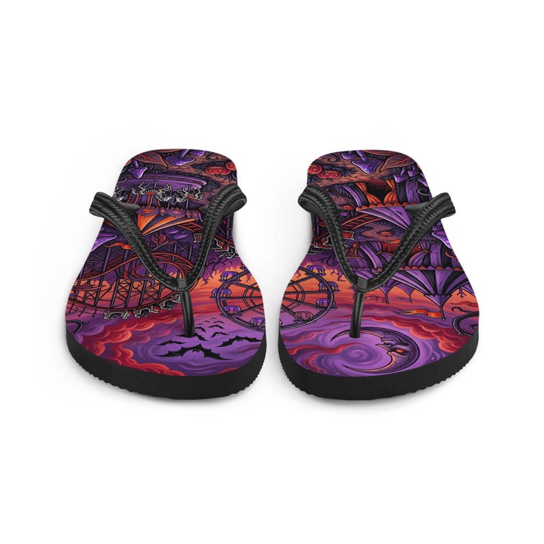 Spooky Carnival Flip Flops | Halloween Amusement Park Sandals