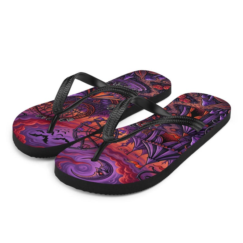 Spooky Carnival Flip Flops | Halloween Amusement Park Sandals