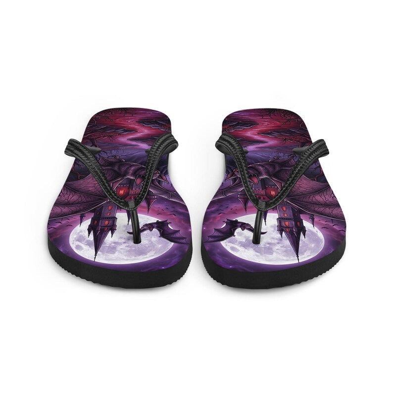 Gothic Flip Flops | Vampire Bat | Haunted Castle Sandals