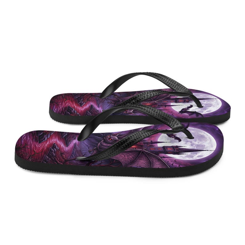 Gothic Flip Flops | Vampire Bat | Haunted Castle Sandals